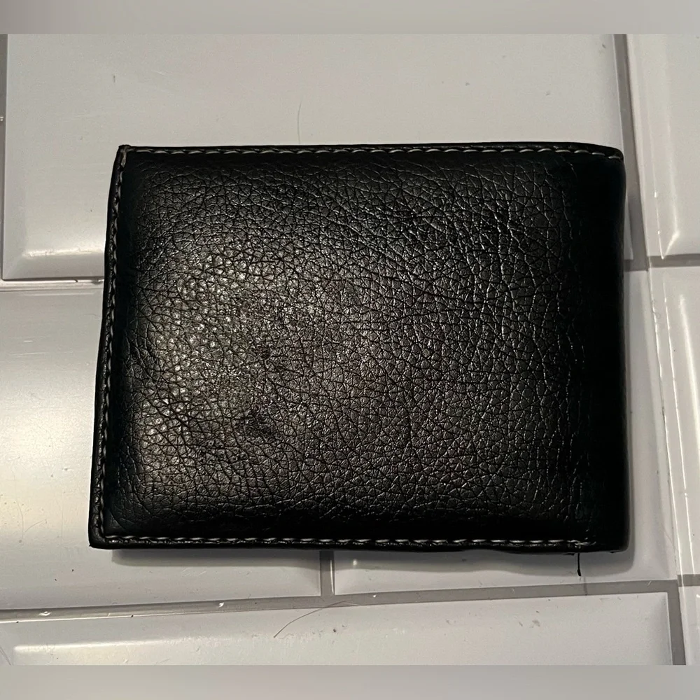 Stylish Black and White Wallet with Silver Accent